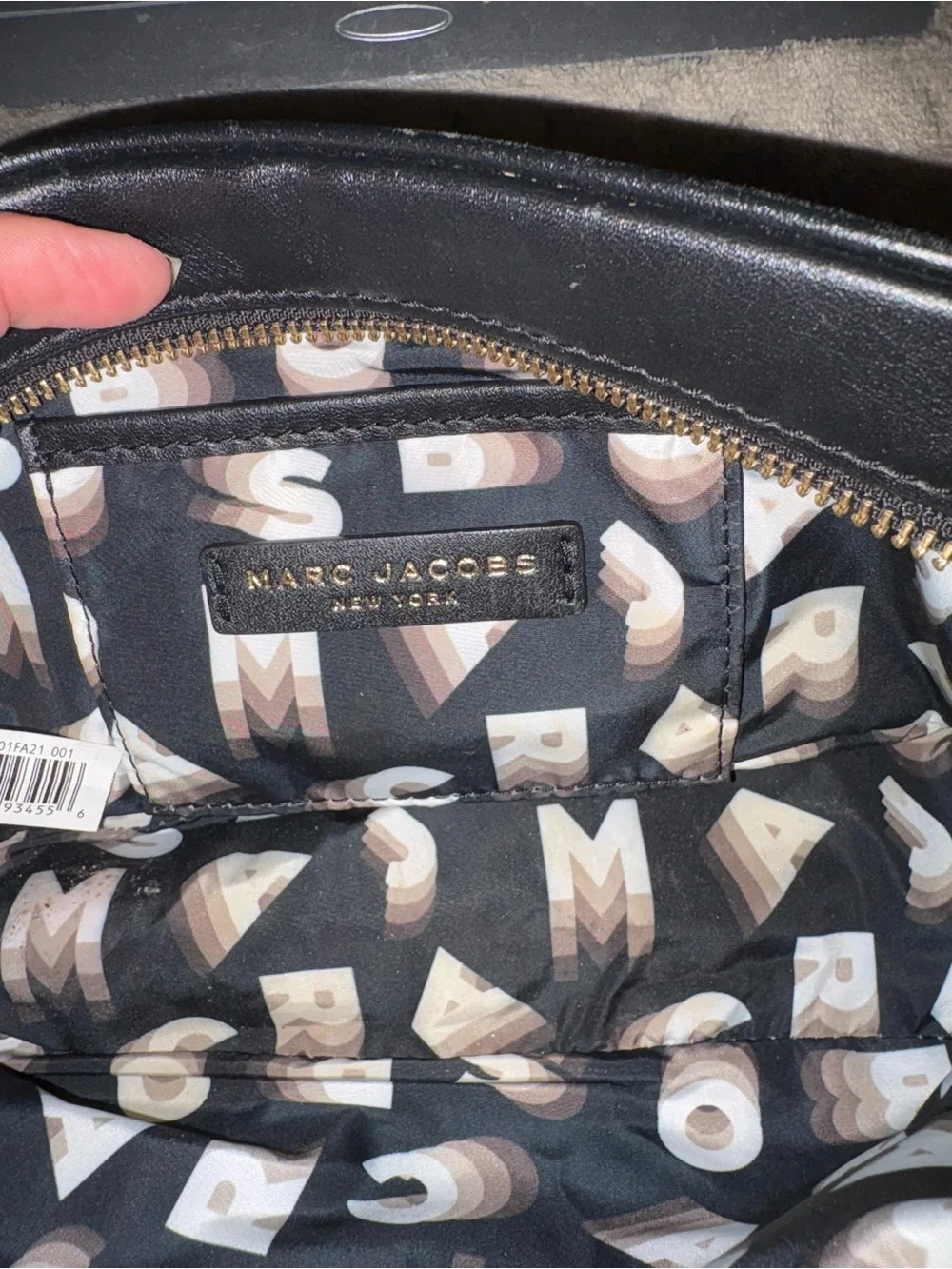 Marc Jacobs Black Leather Logo Camera Bag with Gold Hardware